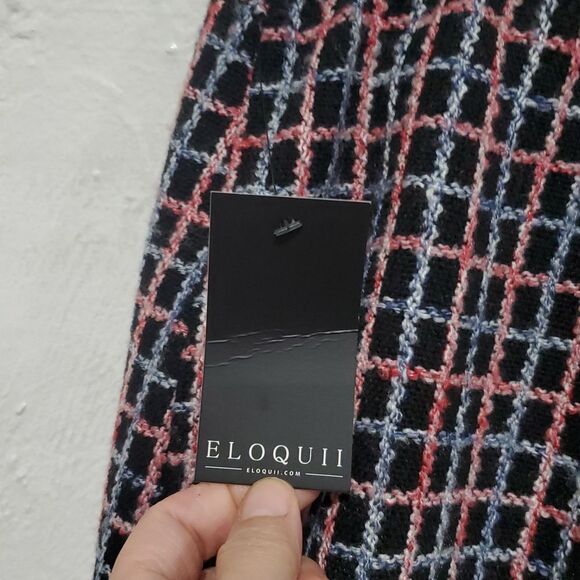 Eloquii Chic Black, Red & Blue Tweed Skirt Size 18 - Picture 7 of 13